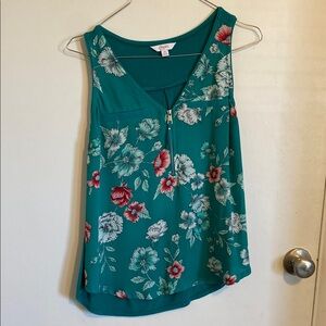 Candie's Teal Tank Top with Floral Print